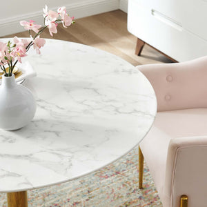 Modway Furniture Verne 40" Artificial Marble Dining Table - Sculptural Gold Base, Mid-Century Modern Elegance EEI-4749-GLD-WHI