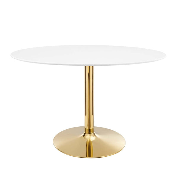 Modway Furniture Verne 48" Oval Dining Table - Elegant Mid-Century Design with Gold Base, Seats 4-6, Easy to Clean EEI-4750-GLD-WHI