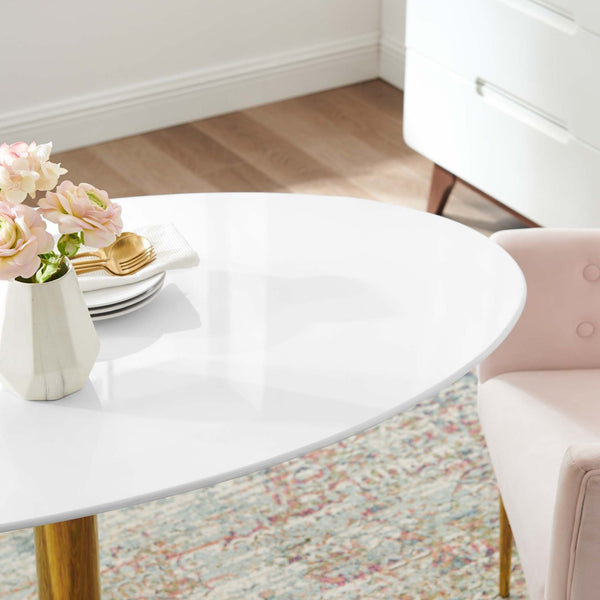 Modway Furniture Verne 48" Oval Dining Table - Elegant Mid-Century Design with Gold Base, Seats 4-6, Easy to Clean EEI-4750-GLD-WHI