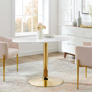 Modway Furniture Verne 48" Oval Dining Table - Elegant Mid-Century Design with Gold Base, Seats 4-6, Easy to Clean EEI-4750-GLD-WHI