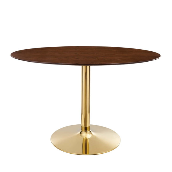 Modway Furniture Verne 48" Oval Dining Table - Elegant Gold Base & Walnut Veneer, Perfect for Modern Dining Spaces EEI-4751-GLD-WAL