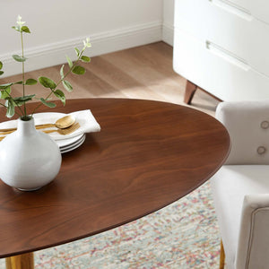 Modway Furniture Verne 48" Oval Dining Table - Elegant Gold Base & Walnut Veneer, Perfect for Modern Dining Spaces EEI-4751-GLD-WAL