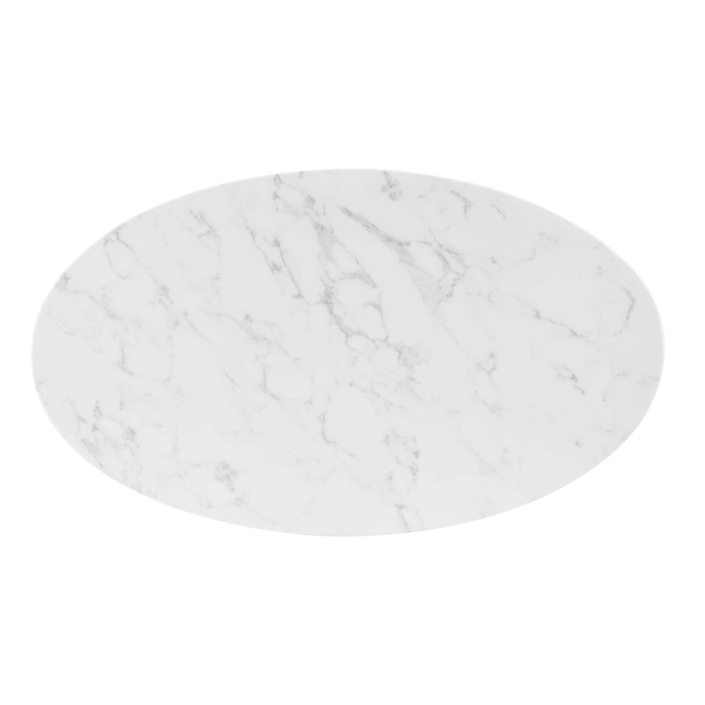 Modway Furniture Verne 48" Oval Marble Dining Table with Gold Base - Modern Mid-Century Style for Elegant Dining EEI-4752-GLD-WHI