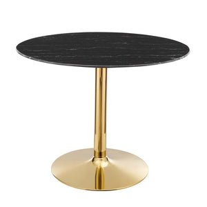 Modway Furniture Verne 40" Artificial Marble Dining Table - Elegant Gold Base, Mid-Century Design for Modern Spaces EEI-4757-GLD-BLK