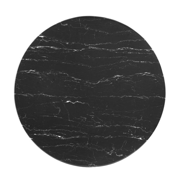 Modway Furniture Verne 40" Artificial Marble Dining Table - Elegant Gold Base, Mid-Century Design for Modern Spaces EEI-4757-GLD-BLK
