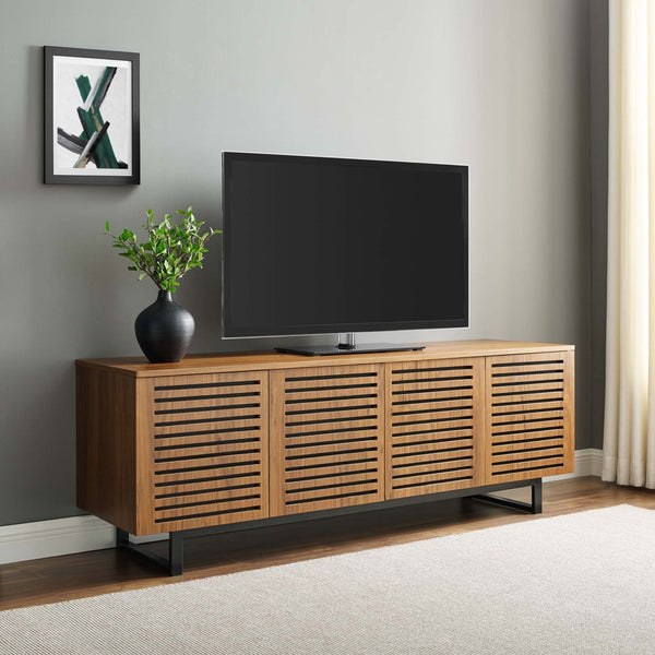 Modway Furniture Parker 73" TV Stand - Modern Walnut Media Console with Storage, Soft-Close Doors & Cable Management EEI-4763-WAL