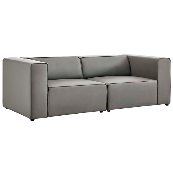 Modway Furniture Mingle 2-Piece Vegan Leather Sectional Sofa Loveseat for Modern Comfort and Flexible Living Spaces Gray EEI-4788-GRY