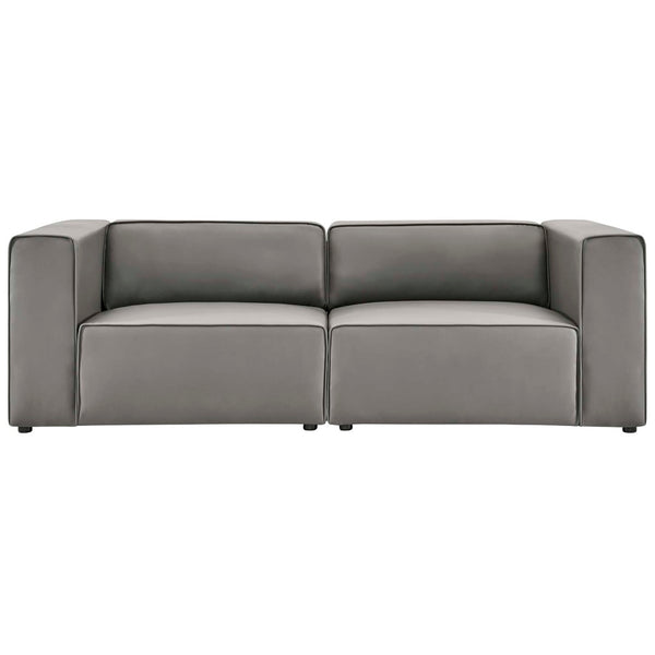 Modway Furniture Mingle 2-Piece Vegan Leather Sectional Sofa Loveseat for Modern Comfort and Flexible Living Spaces Gray EEI-4788-GRY