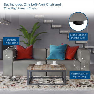 Modway Furniture Mingle 2-Piece Vegan Leather Sectional Sofa Loveseat for Modern Comfort and Flexible Living Spaces Gray EEI-4788-GRY