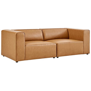 Modway Furniture Mingle 2-Piece Vegan Leather Sectional Sofa Loveseat for Modern Comfort and Flexible Living Spaces Tan EEI-4788-TAN