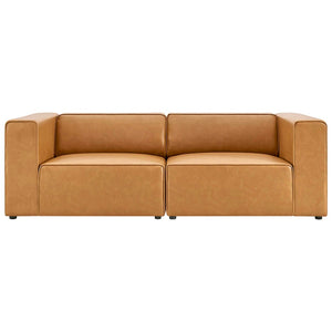 Modway Furniture Mingle 2-Piece Vegan Leather Sectional Sofa Loveseat for Modern Comfort and Flexible Living Spaces Tan EEI-4788-TAN