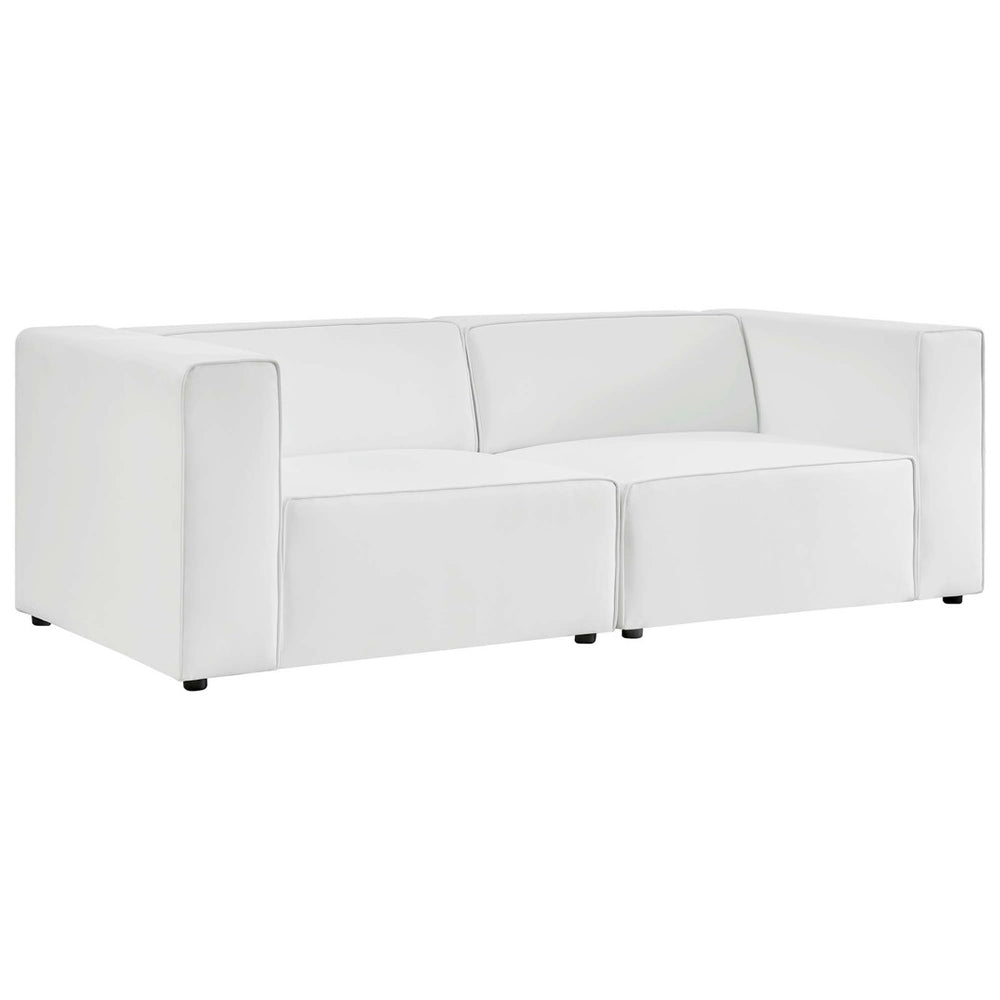 Modway Furniture Mingle 2-Piece Vegan Leather Sectional Sofa Loveseat for Modern Comfort and Flexible Living Spaces White EEI-4788-WHI