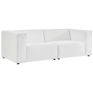 Modway Furniture Mingle 2-Piece Vegan Leather Sectional Sofa Loveseat for Modern Comfort and Flexible Living Spaces White EEI-4788-WHI