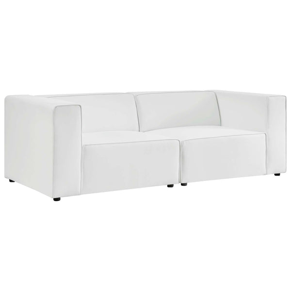 Modway Furniture Mingle 2-Piece Vegan Leather Sectional Sofa Loveseat for Modern Comfort and Flexible Living Spaces White EEI-4788-WHI