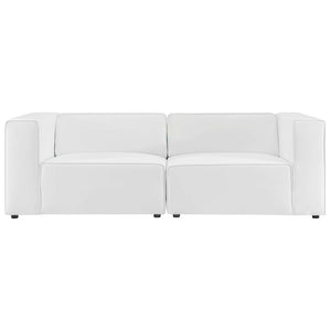 Modway Furniture Mingle 2-Piece Vegan Leather Sectional Sofa Loveseat for Modern Comfort and Flexible Living Spaces White EEI-4788-WHI