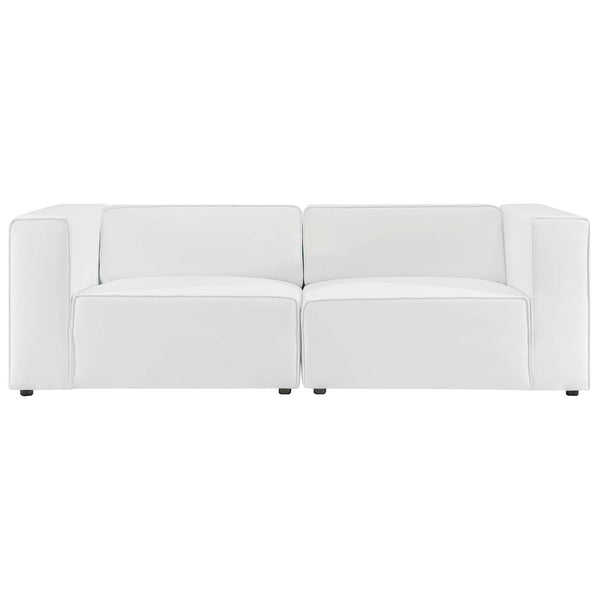 Modway Furniture Mingle 2-Piece Vegan Leather Sectional Sofa Loveseat for Modern Comfort and Flexible Living Spaces White EEI-4788-WHI