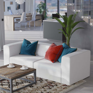 Modway Furniture Mingle 2-Piece Vegan Leather Sectional Sofa Loveseat for Modern Comfort and Flexible Living Spaces White EEI-4788-WHI