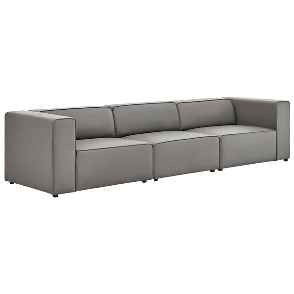 Modway Furniture Mingle 3-Piece Vegan Leather Sectional Sofa - Modern Modular Design for Flexible Comfort & Style Gray EEI-4789-GRY