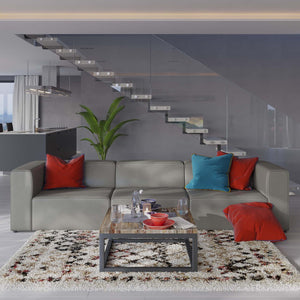 Modway Furniture Mingle 3-Piece Vegan Leather Sectional Sofa - Modern Modular Design for Flexible Comfort & Style Gray EEI-4789-GRY