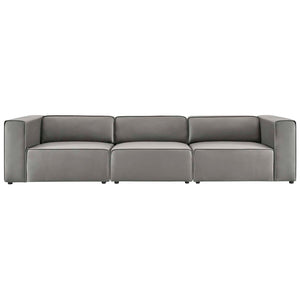 Modway Furniture Mingle 3-Piece Vegan Leather Sectional Sofa - Modern Modular Design for Flexible Comfort & Style Gray EEI-4789-GRY