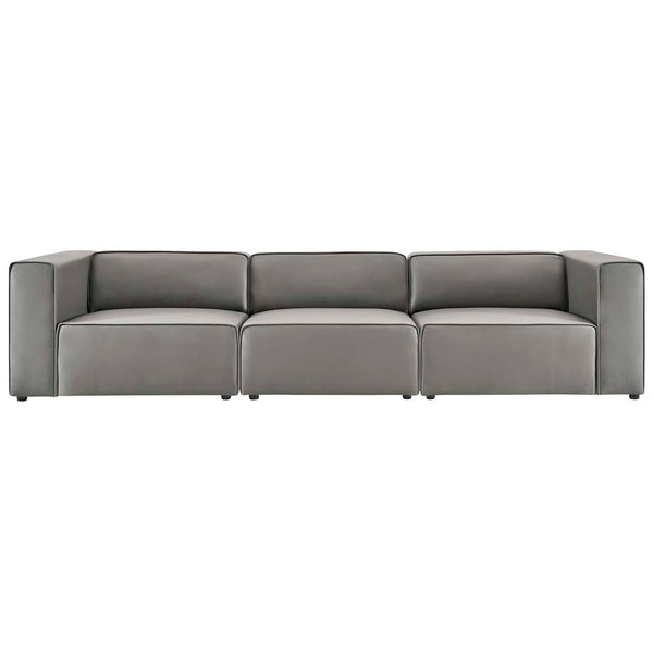 Modway Furniture Mingle 3-Piece Vegan Leather Sectional Sofa - Modern Modular Design for Flexible Comfort & Style Gray EEI-4789-GRY