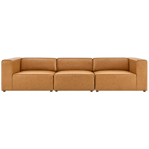Modway Furniture Mingle 3-Piece Vegan Leather Sectional Sofa - Modern Modular Design for Flexible Comfort & Style Tan EEI-4789-TAN