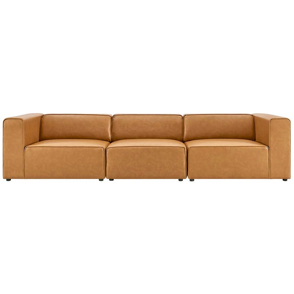 Modway Furniture Mingle 3-Piece Vegan Leather Sectional Sofa - Modern Modular Design for Flexible Comfort & Style Tan EEI-4789-TAN