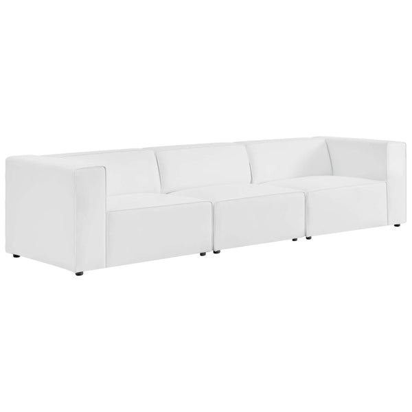 Modway Furniture Mingle 3-Piece Vegan Leather Sectional Sofa - Modern Modular Design for Flexible Comfort & Style White EEI-4789-WHI