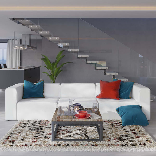 Modway Furniture Mingle 3-Piece Vegan Leather Sectional Sofa - Modern Modular Design for Flexible Comfort & Style White EEI-4789-WHI