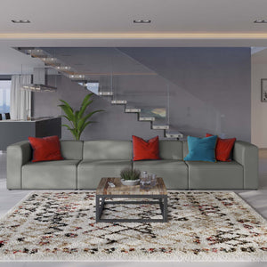 Modway Furniture Mingle 4-Piece Modular Vegan Leather Sectional Sofa for Modern Living Rooms & Relaxation Spaces Gray EEI-4793-GRY