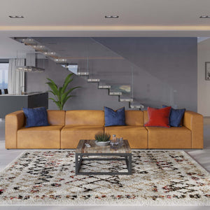 Modway Furniture Mingle 4-Piece Modular Vegan Leather Sectional Sofa for Modern Living Rooms & Relaxation Spaces Tan EEI-4793-TAN