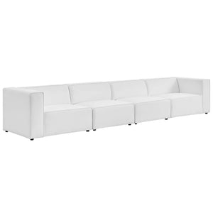 Modway Furniture Mingle 4-Piece Modular Vegan Leather Sectional Sofa for Modern Living Rooms & Relaxation Spaces White EEI-4793-WHI