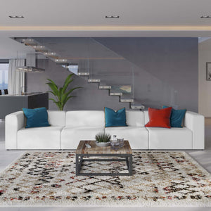 Modway Furniture Mingle 4-Piece Modular Vegan Leather Sectional Sofa for Modern Living Rooms & Relaxation Spaces White EEI-4793-WHI