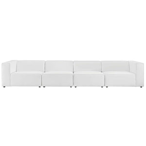 Modway Furniture Mingle 4-Piece Modular Vegan Leather Sectional Sofa for Modern Living Rooms & Relaxation Spaces White EEI-4793-WHI