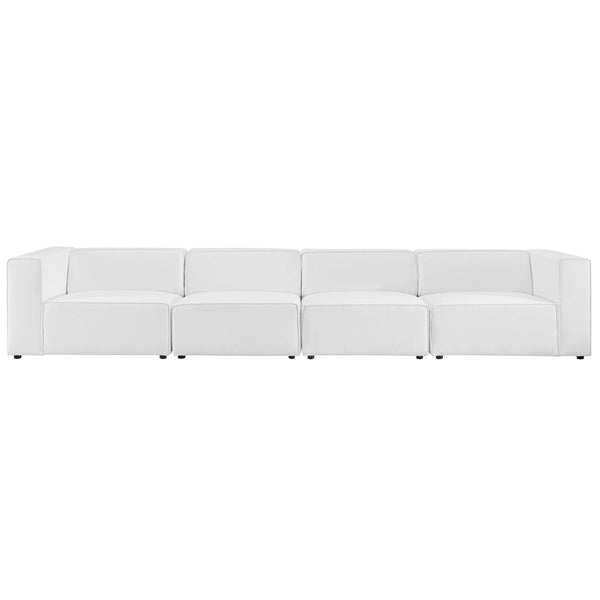 Modway Furniture Mingle 4-Piece Modular Vegan Leather Sectional Sofa for Modern Living Rooms & Relaxation Spaces White EEI-4793-WHI