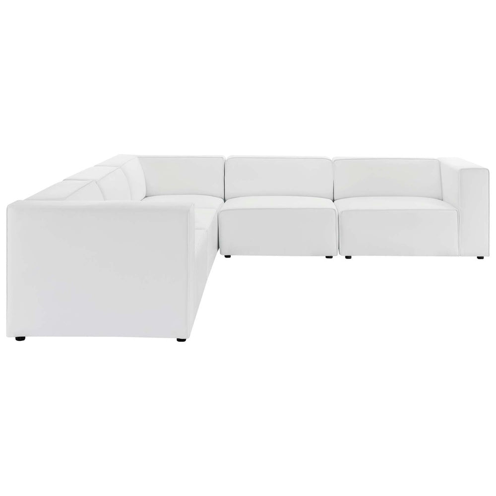 Modway Furniture Mingle 5-Piece Vegan Leather Sectional Sofa - Luxurious Modular Design for Stylish Living Spaces White EEI-4795-WHI