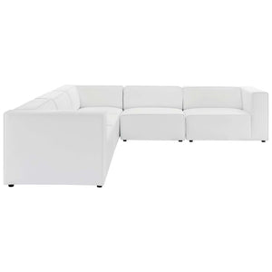 Modway Furniture Mingle 5-Piece Vegan Leather Sectional Sofa - Luxurious Modular Design for Stylish Living Spaces White EEI-4795-WHI