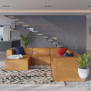 Modway Furniture Mingle 6-Piece Vegan Leather Modular Furniture Set – Stylish, Comfortable, and Easy to Reconfigure! EEI-4796-TAN