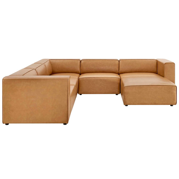 Modway Furniture Mingle 6-Piece Vegan Leather Modular Furniture Set – Stylish, Comfortable, and Easy to Reconfigure! EEI-4796-TAN