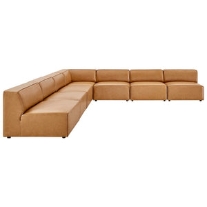 Modway Furniture Mingle 7-Piece Modular Vegan Leather Sectional Sofa - Stylish, Flexible Lounge for Modern Spaces Tan EEI-4797-TAN