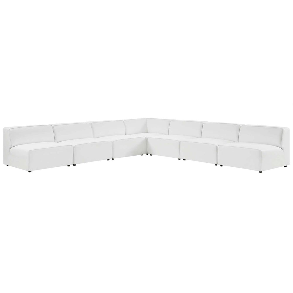 Modway Furniture Mingle 7-Piece Modular Vegan Leather Sectional Sofa - Stylish, Flexible Lounge for Modern Spaces White EEI-4797-WHI