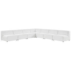 Modway Furniture Mingle 7-Piece Modular Vegan Leather Sectional Sofa - Stylish, Flexible Lounge for Modern Spaces White EEI-4797-WHI