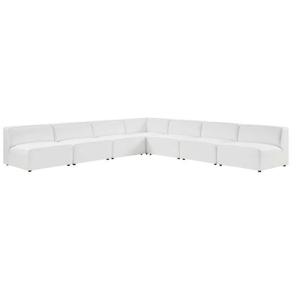 Modway Furniture Mingle 7-Piece Modular Vegan Leather Sectional Sofa - Stylish, Flexible Lounge for Modern Spaces White EEI-4797-WHI
