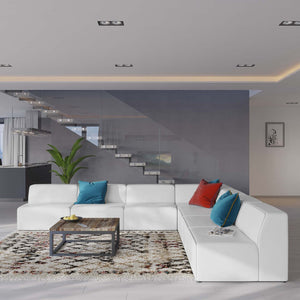 Modway Furniture Mingle 7-Piece Modular Vegan Leather Sectional Sofa - Stylish, Flexible Lounge for Modern Spaces White EEI-4797-WHI