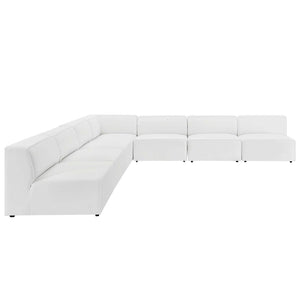 Modway Furniture Mingle 7-Piece Modular Vegan Leather Sectional Sofa - Stylish, Flexible Lounge for Modern Spaces White EEI-4797-WHI