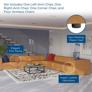 Modway Furniture Mingle 7-Piece Modular Vegan Leather Sectional Sofa Set for Modern Living Room Comfort & Style Tan EEI-4798-TAN