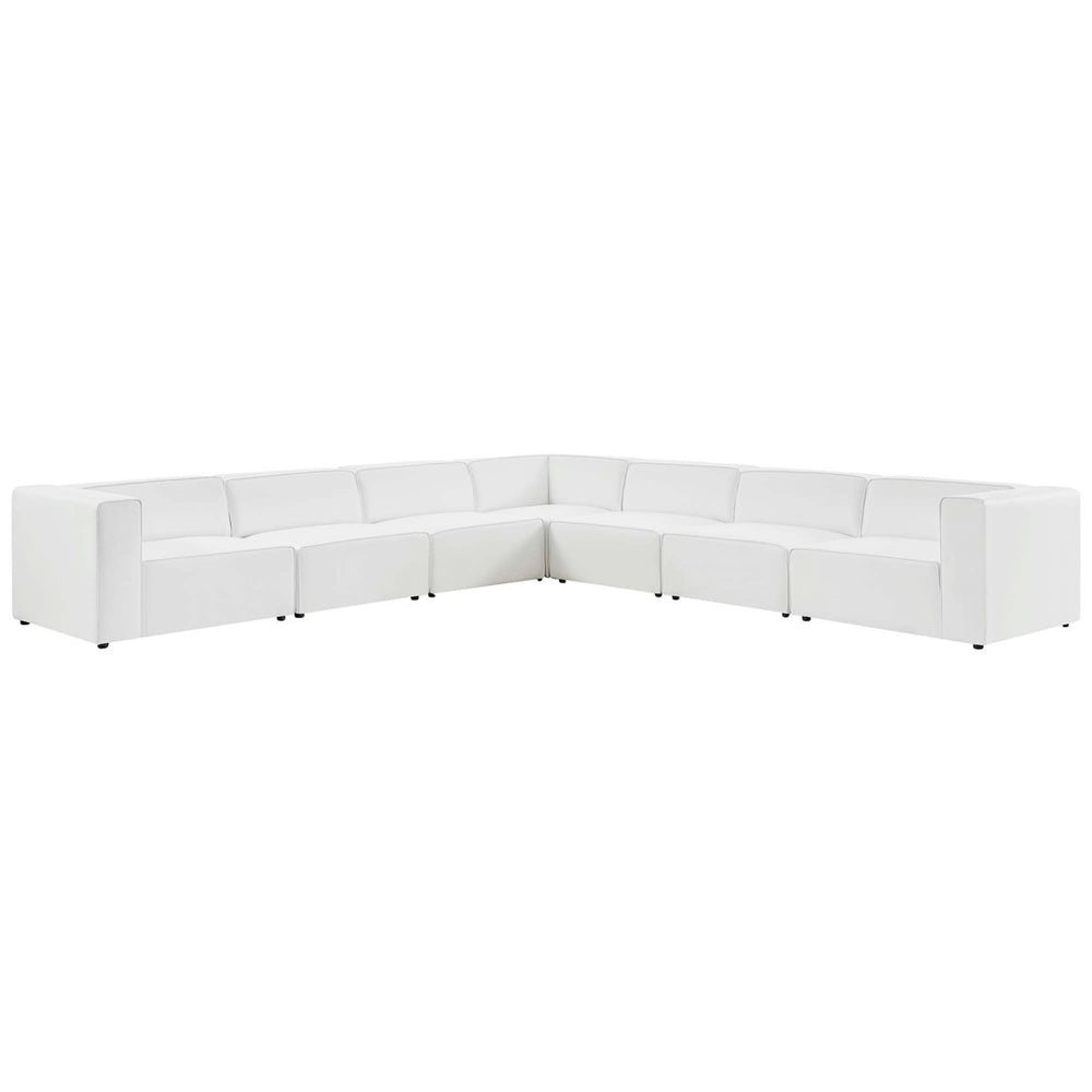 Modway Furniture Mingle 7-Piece Modular Vegan Leather Sectional Sofa Set for Modern Living Room Comfort & Style White EEI-4798-WHI