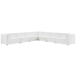 Modway Furniture Mingle 7-Piece Modular Vegan Leather Sectional Sofa Set for Modern Living Room Comfort & Style White EEI-4798-WHI