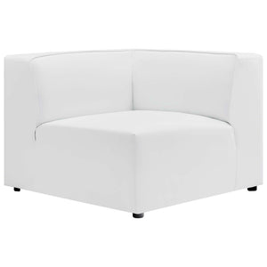 Modway Furniture Mingle 7-Piece Modular Vegan Leather Sectional Sofa Set for Modern Living Room Comfort & Style White EEI-4798-WHI