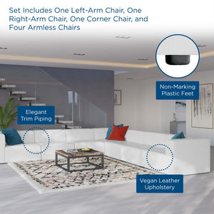 Modway Furniture Mingle 7-Piece Modular Vegan Leather Sectional Sofa Set for Modern Living Room Comfort & Style White EEI-4798-WHI
